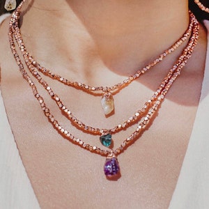 Rough Crystal Choker Necklace, Dainty Crystal Bead Choker, Raw Citrine Choker, Amethyst Stone Choker, Raw Apatite Stone Necklace