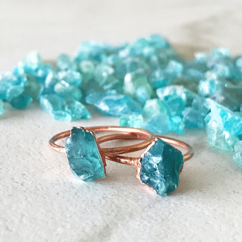 Raw Apatite Ring Gift for Her Copper Crystal Ring Crystal Etsy