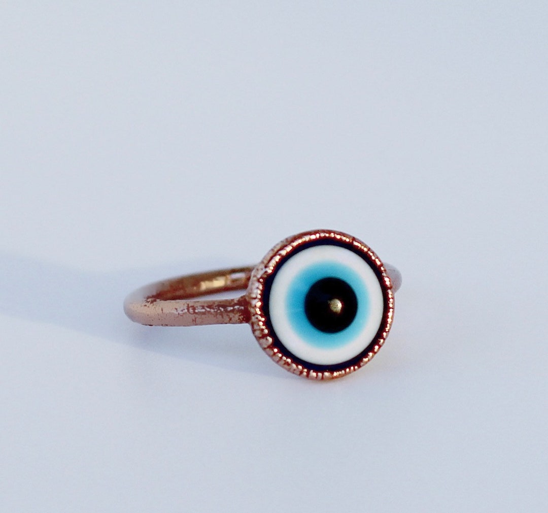 Electroformed Copper Evil Eye Ring: Turkish Protection Jewelry - Etsy