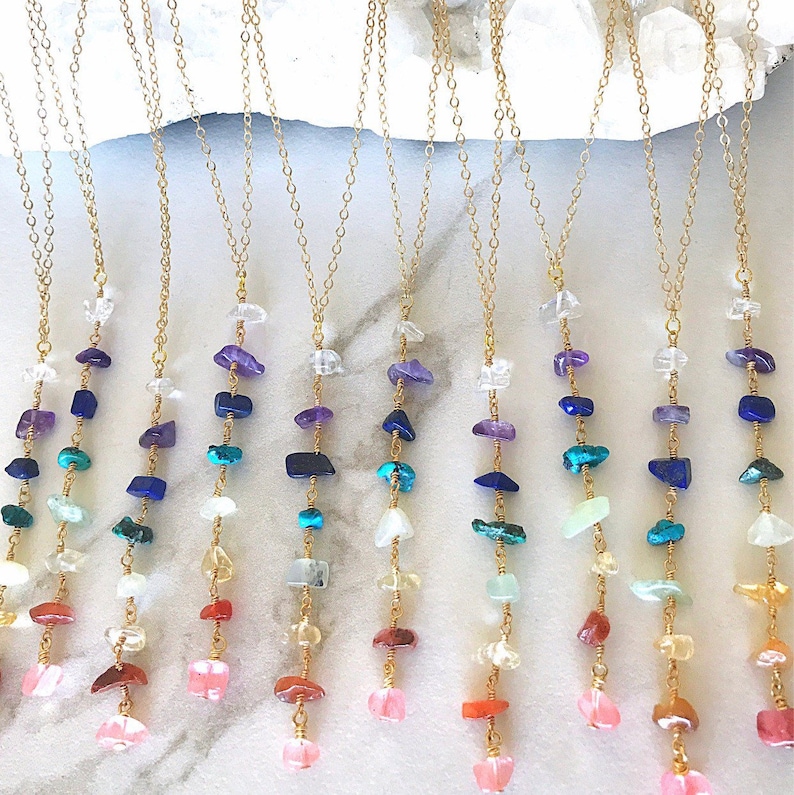 7 Chakra Necklace, Rainbow Necklace, Healing Gemstone Necklace, Crystal Chakra Necklace, Pride Jewelry, Gift for Her image 4