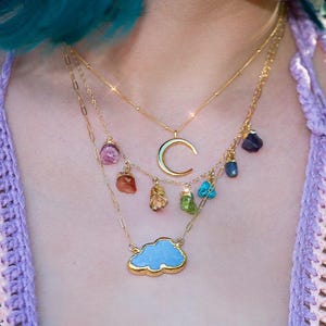 Chakra Stone Necklace, Pride Month Jewelry, Chakra Balancing Necklace, Raw Gemstone Necklace, Crystal Healing Necklace, Gift for Her