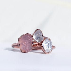 Raw Rose Quartz Ring, Gift for Her, Delicate Rose Quartz Stone Ring, Raw Crystal Ring, Healing Crystal Ring, Heart Chakra Ring image 5