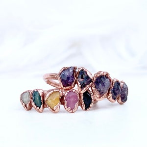 Rainbow Tourmaline Ring, Stackable Tourmaline Ring, Tourmaline Multi ...