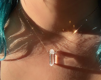 Dainty Crystal Quartz Necklace: Sterling Silver, Gold Filled, Rose Gold