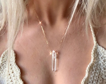 Natural Crystal Quartz Necklace, Genuine Crystal Quartz Pendant, Quartz Point Necklace, One of a Kind Crystal Necklace, Gift for Her