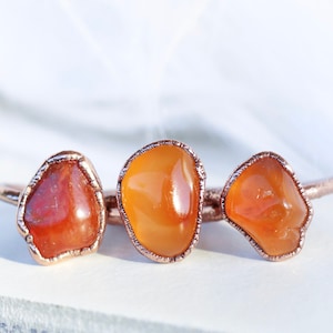 Chunky Carnelian Ring, Carnelian Jewelry, Big Raw Gemstone Ring, Orange Carnelian Ring, Root Chakra Ring, Raw Gemstone Ring