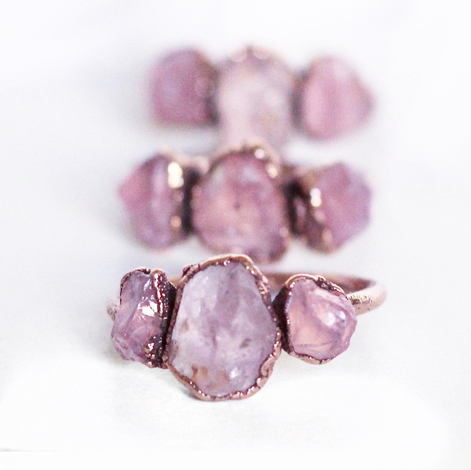 Raw Rose Quartz Crystal Ring Chunky Rose Quartz Ring Multi Etsy