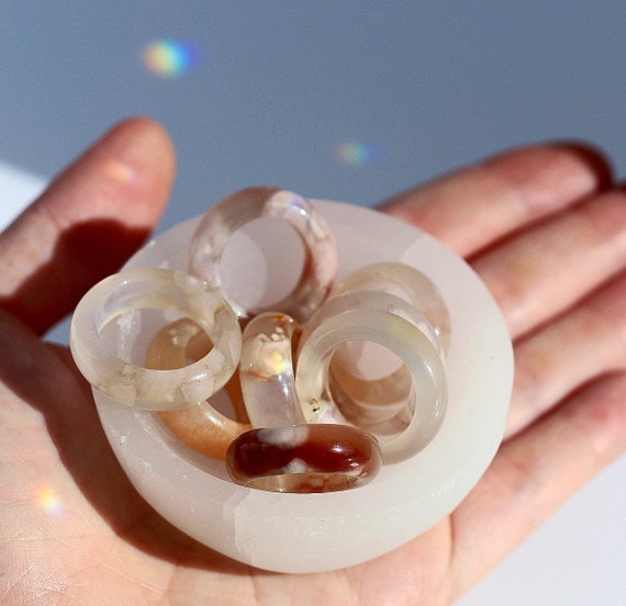 Flower agate ring deals