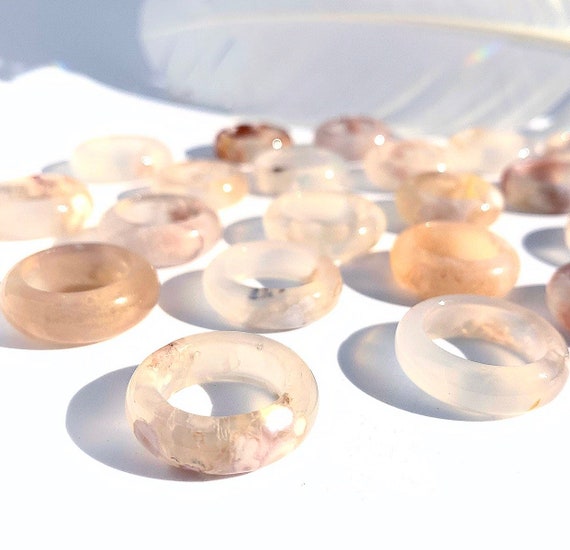 Flower Agate Ring Band Natural Flower Agate Ring Raw Flower