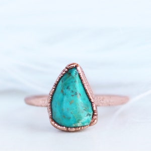 Raw Chrysocolla Ring, Natural Gemstone Ring, Raw Crystal Ring, Chrysocolla Natural Stone Ring, Copper Crystal Ring, Copper Jewelry
