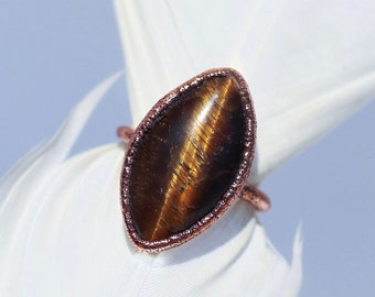 Tigers Eye Statement Ring, Big Tiger’s Eye Ring, Tigers Eye Cocktail Ring, Tiger’s Eye Oval Ring, Raw Tigers Eye Jewelry, Tiger’s Eye Stone