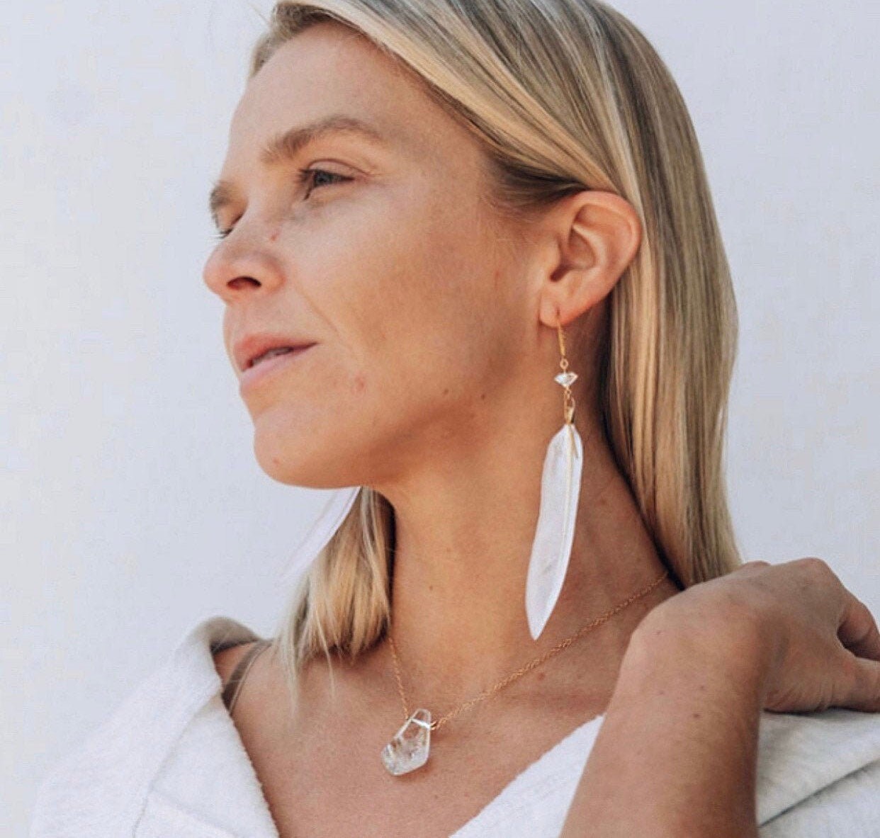 White feather 2024 earrings paparazzi