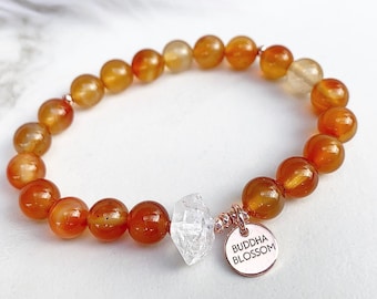 Carnelian Mala Bracelet, Carnelian Jewelry, Healing Gemstone Mala Bracelet, Crystal Healing Beaded Bracelet, Yoga Stretchy Bracelet