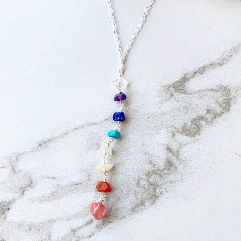 7 Chakra Necklace, Rainbow Necklace, Healing Gemstone Necklace, Crystal Chakra Necklace, Pride Jewelry, Gift for Her image 9