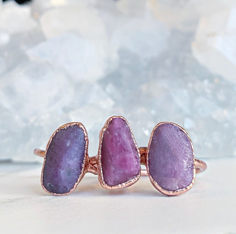 Raw Ruby Gemstone Ring Rough Ruby Ring July Birthstone Ring July Birthstone Jewelry Gifts for Her Uncut Ruby Healing Gemstone Jewelry