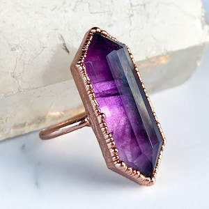 Electroformed Copper Amethyst Point Ring: Statement Cocktail Ring