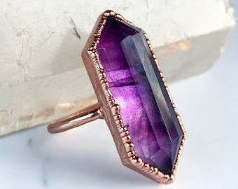 Amethyst Statement Ring, Amethyst Point Ring, Amethyst Crystal Cocktail Ring, Large Amethyst Crystal Ring, Gift for Her