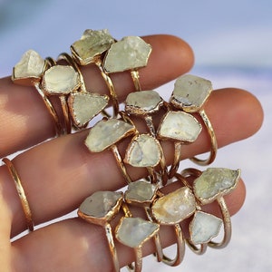 Libische woestijnglas ring goud, tektiet ring gouden band, meteoor edelsteen ring, ruwe Libische woestijn glazen stenen ring, echt Libisch woestijnglas