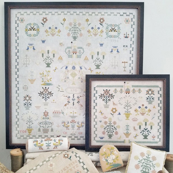 Dutch Sampler Collection - three cross stitch patterns - by Liz Mathews of Hello From Liz Mathews (2021) - chart