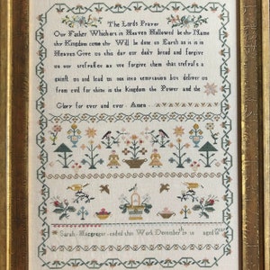 Sarah Macgregor&#39;s Sampler: The Lord&#39;s Prayer door Theresa Venette van Shakespeare&#39;s Peddler (2021) - kruissteekpatroon (full color)