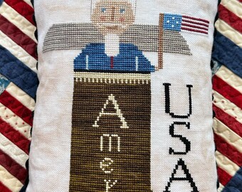 Patriotic Angel (2023) by Lucy Beam Love in Stitches -- paper chart