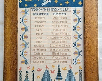 The Moons of 2022 by Kathy Barrick of Kathy Barrick Needlework Designs (2022) - cross stitch chart