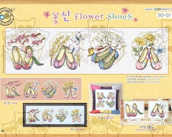 SodaStitch SO-G112 Flower Shoes - kruissteek patroon