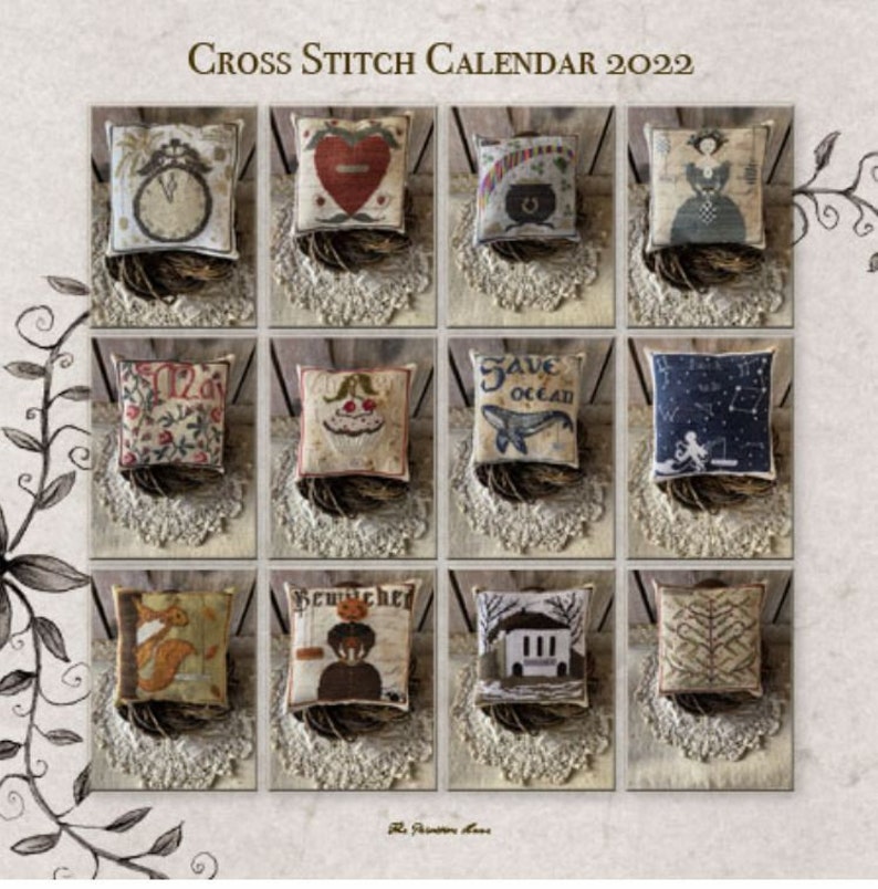2022 Cross Stitch Calendar by Isabella Abbiati of the Etsy