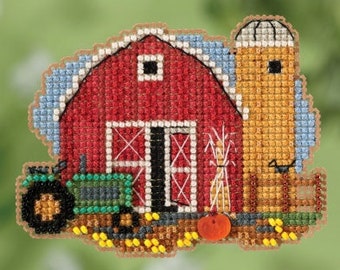 Mill Hill - Autumn Harvest Collection (Hot Cider, Fall Tree, Harvest Barn) cross stitch kits (2018)