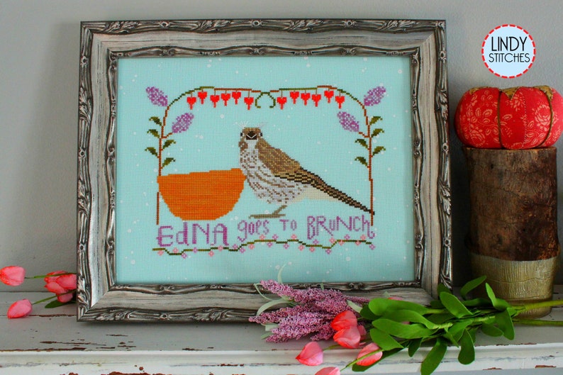 Edna Goes To Brunch by Stephanie Webb of Lindy Stitches cross stitch chart 2021