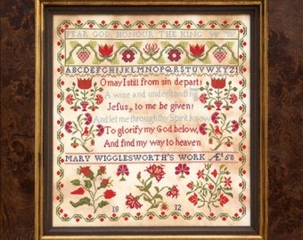 YarnTree EXCLUSIVE: Mary Wrigglesworth 1812 by Hands Across The Sea Samplers (2022) - cross stitch chart