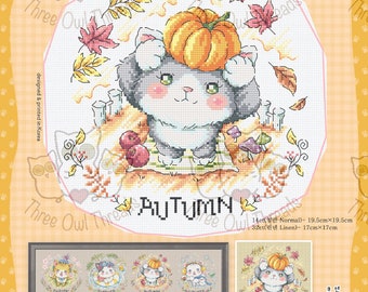 SodaStitch SO-3242 - Otoño Cat - patrón de punto de cruz