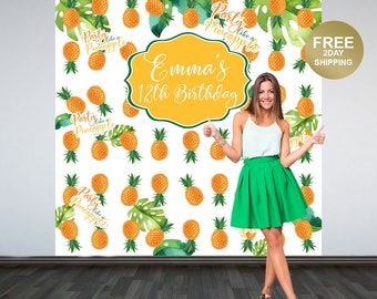 Party Like a Pineapple Personalized Photo Backdrop -Pineapple Photo Backdrop- Summer Birthday Party Backdrop - Tropical Birthday Backdrop