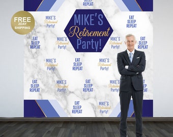 Retirement Party Personalized Photo Backdrop | Eat, Sleep and Repeat Photo Backdrop | Birthday Photo Backdrop | Retirement Backdrop