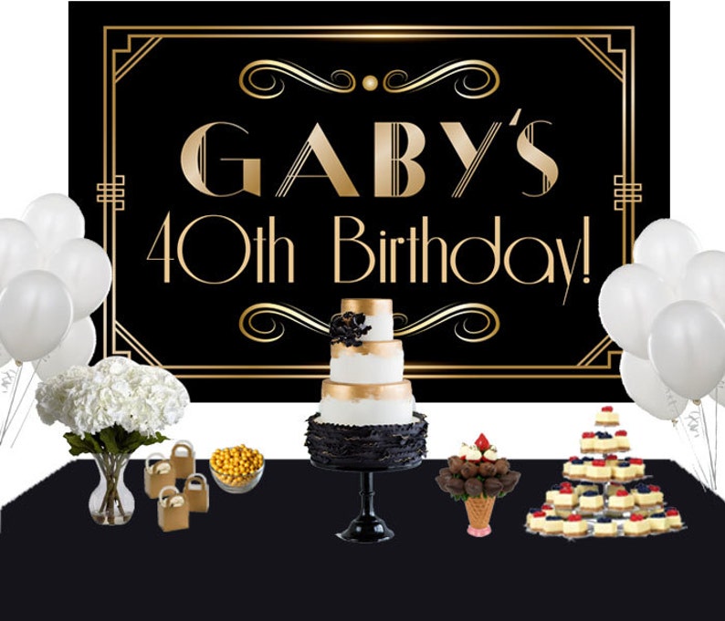 Art Deco Personalized Backdrop Birthday Cake Table Backdrop Etsy