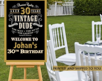 Vintage Dude Welcome Sign - 30th Birthday Party Sign - Welcome Sign 40th Birthday, Foam Board Sign, Welcome to the Party Sign, 50th Birthday
