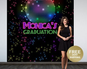 70's Disco Personalized Photo Backdrop, Disco Ball Photo Backdrop, Birthday Photo Backdrop- Graduation Backdrop, class of 2023