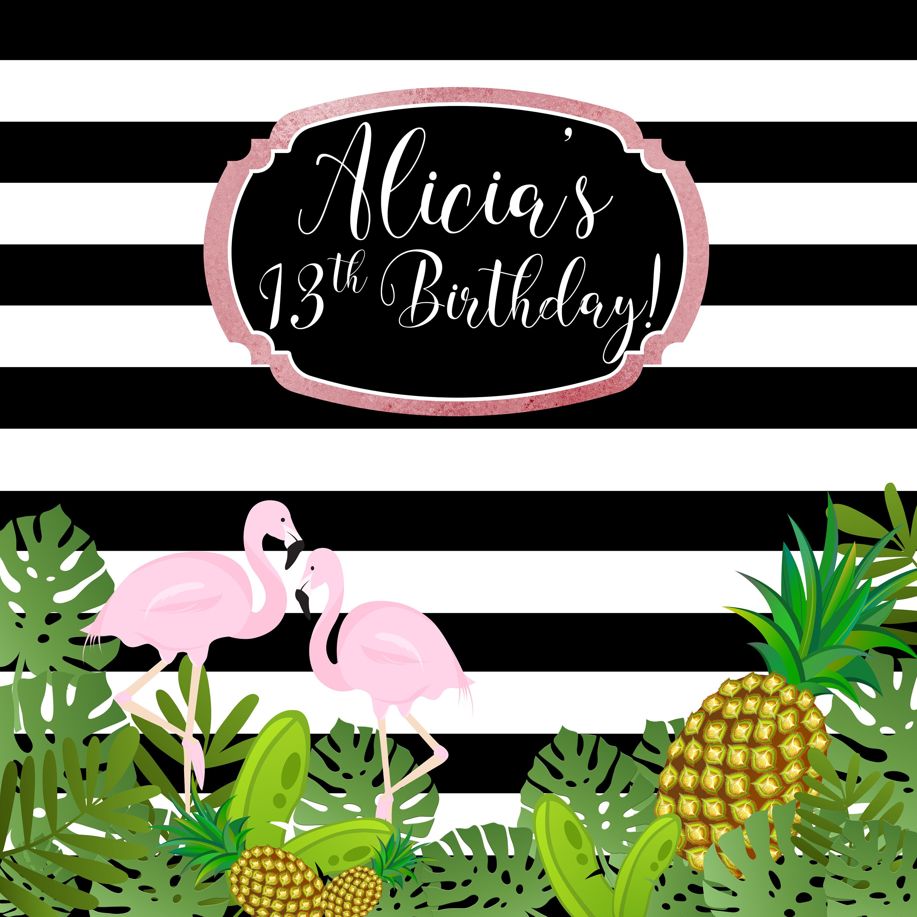 Tropical Party Personalized Photo Backdrop Flamingo Photo | Etsy