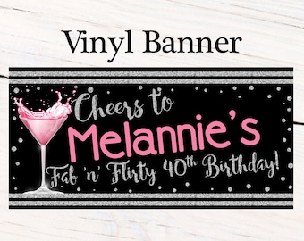 Cheers to 40th Photo Banner ~ Personalized Banner - Party Banners - 30th Birthday Banner, Cheers to Party Banner, Printed Banner