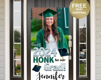 Grad Door Banner | Honk for our Grad Banner | Graduation Door Banner | Class of 2024 Door Banner | Grad Photo Yard Banner | Lawn Banner