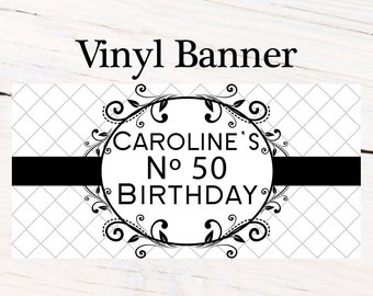 Classic Black & White Banner  ~ 50th Birthday Personalize Party Banners- Milestone Large Photo Banner