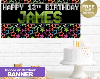 Happy Birthday Banner| 13th Birthday Banner | Personalized Birthday Banner | Kids Birthday Banner | Custom Banner | Indoor or Outdoor Banner