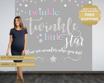 Twinkle Twinkle Little Star Photo Backdrop, Printed Backdrop, Vinyl Backdrop, Ready to Ship Backdrop, Baby Shower Backdrop - Gender Neutral