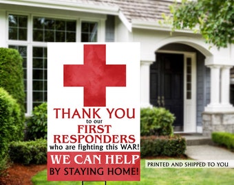 Thank You Yard Sign | Quarantine Yard Sign | Thank you First Responders Yard Sign | Stay Home Lawn Sign | Healthcare Thank You Sign