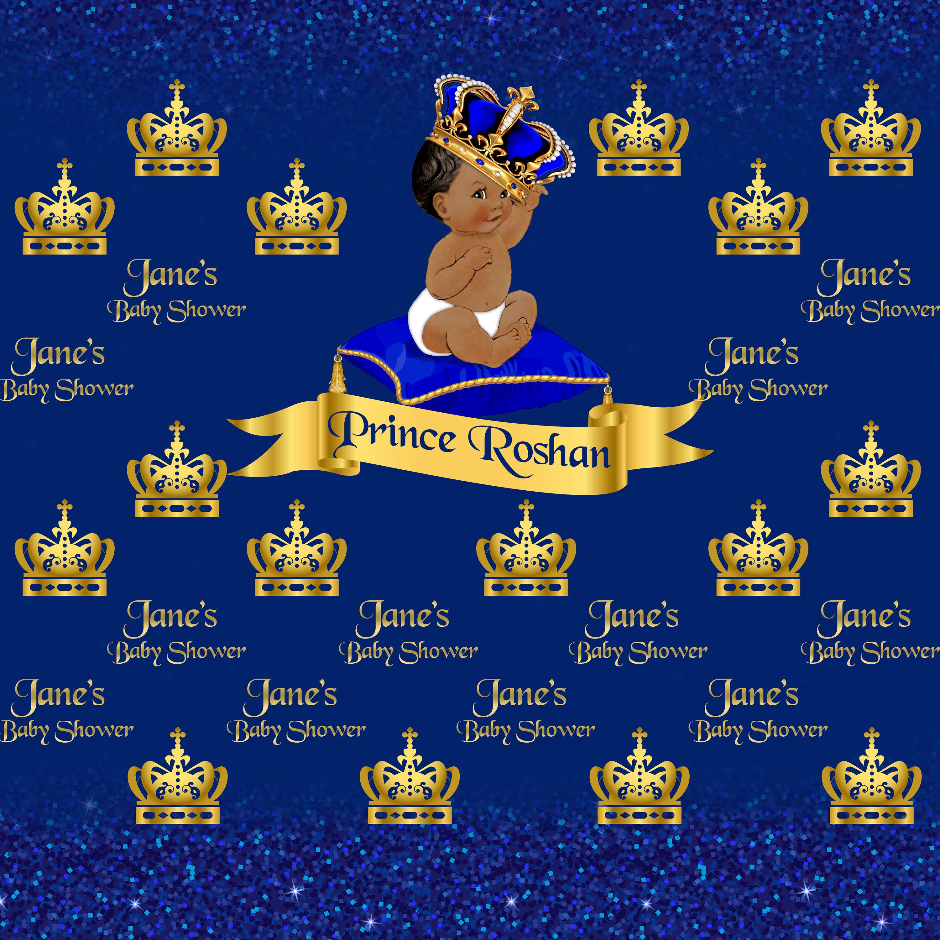Royal Baby Shower Personalized Photo Backdrop Royal