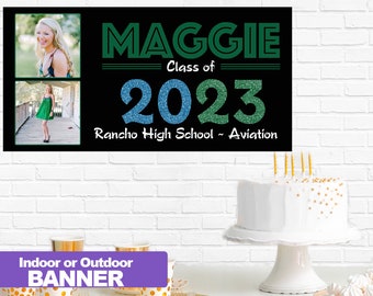 Graduation Class of 2023 Photo Banner ~ Congrats Grad Personalized Party Banner - School Colors Graduation Large Banner- Grad Banner