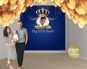 Royal Prince Photo Personalized Backdrop - Birthday Photo Backdrop- 1st Birthday Photo Backdrop - Little Prince Backdrop - Printed Backdrop