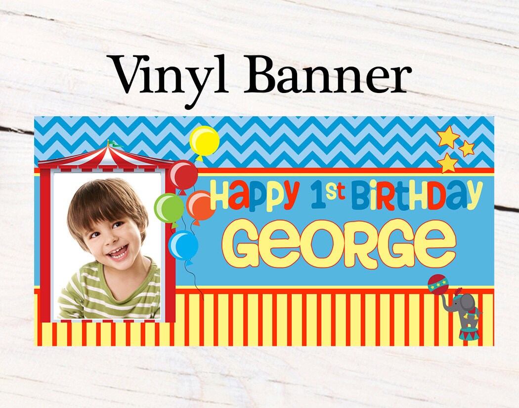 curious happy birthday banner personalized monkey photo party