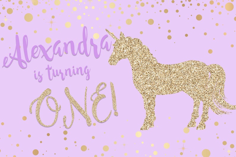 Unicorn Glitter Personalized Party Backdrop First Birthday Photo Backdrop Baby Shower Backdrop, Unicorn Backdrop, Printed Backdrop image 2