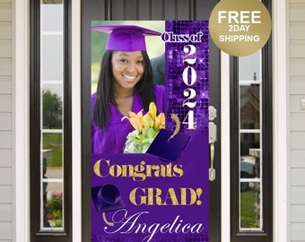 Grad Door Banner | Honk for our Grad Banner | Graduation Door Banner | Class of 2024 Door Banner, Grad Photo Yard Banner, Grad Purple Banner